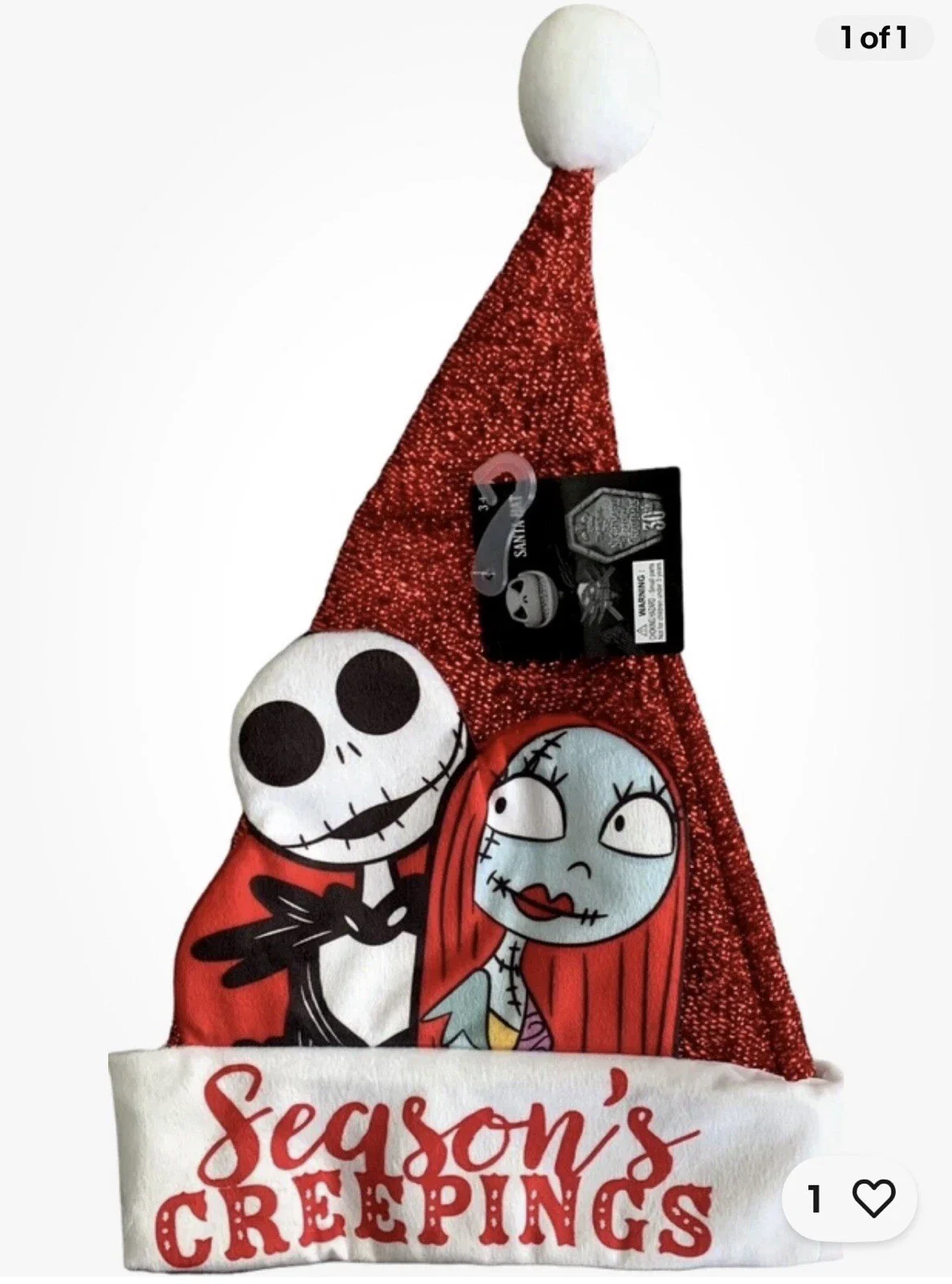NPC Jack Skellington & Sally Santa Hat- Season's Creepings  and Frightfully Festive- 17inch - Image 4